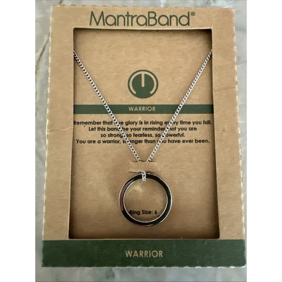 Mantraband Warrior Ring& Chain Necklace Size 6 Snls Steel Adversity Fight cancer - Picture 1 of 6